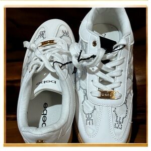 bebe White and Silver Women's Sneakers